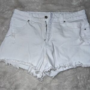 Time and Tru White Frayed Jean Shorts